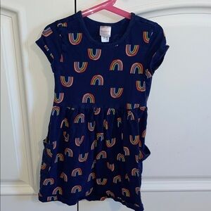 Hanna Andersson Navy Dress with Rainbow Accents